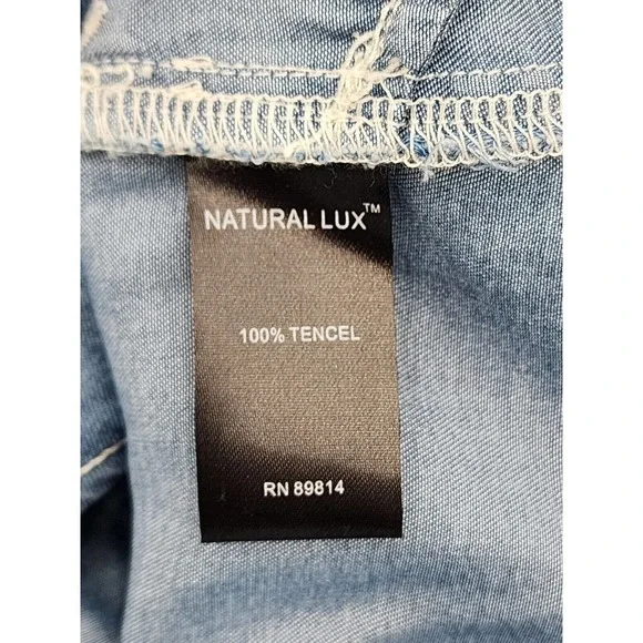 Stella Carakasi Washed Indigo Tunic Shirt Button Front Lightweight Tencel M - Picture 7 of 9